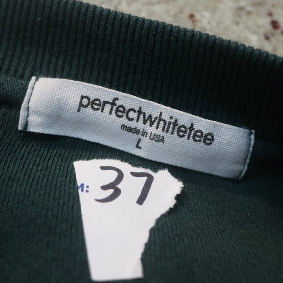 Womens PerfectWhiteTee Hunter Green Terry Sweater L - Picture 6 of 6